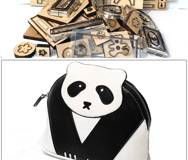 Japanese steel knife mold hand leather cartoon version panda zero wallet knife mold hand leather tool knife mold
