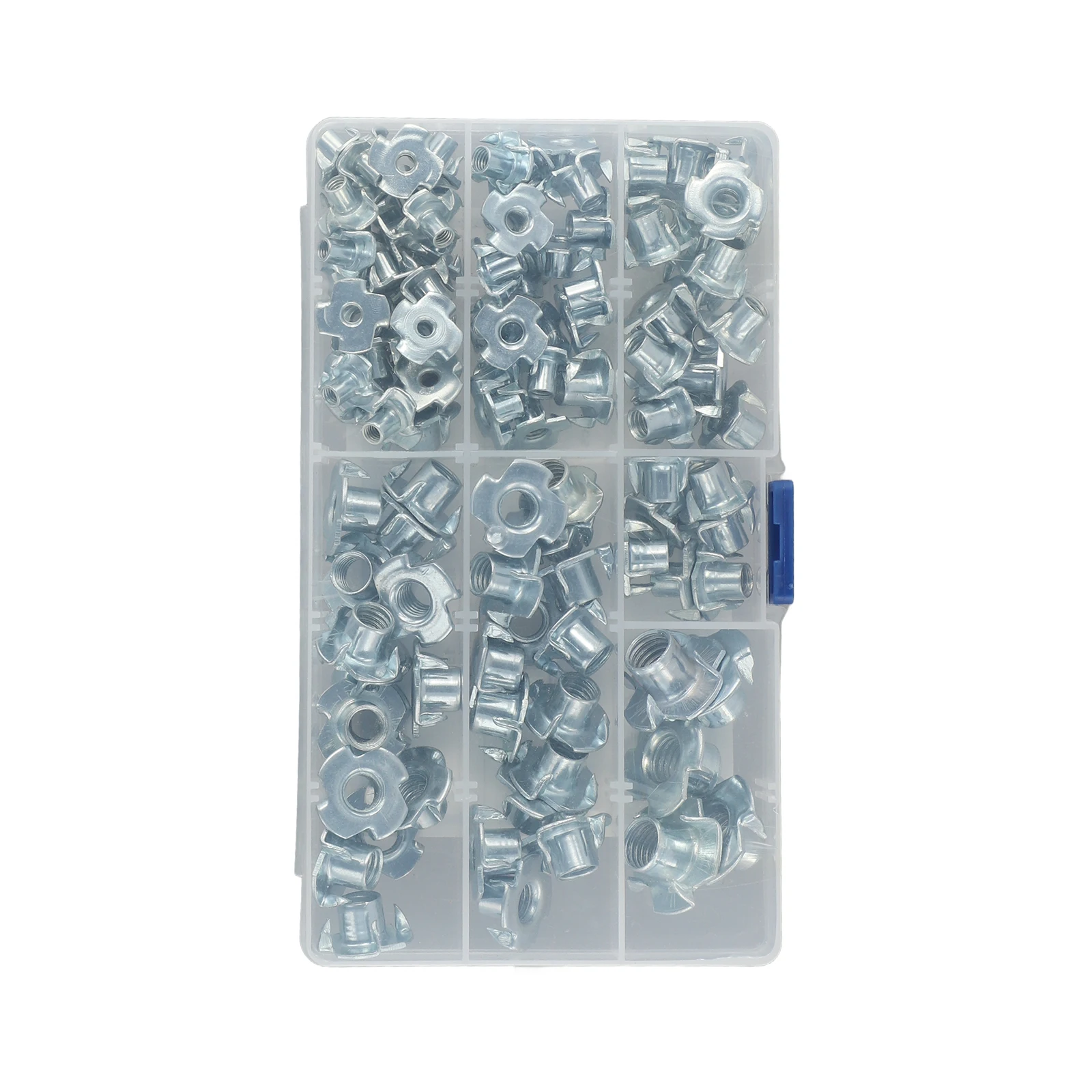 

Extensive Collection of T Nuts Includes 105 Pieces Made from Resilient Zinc Plated Steel; Solution for Multiple Projects
