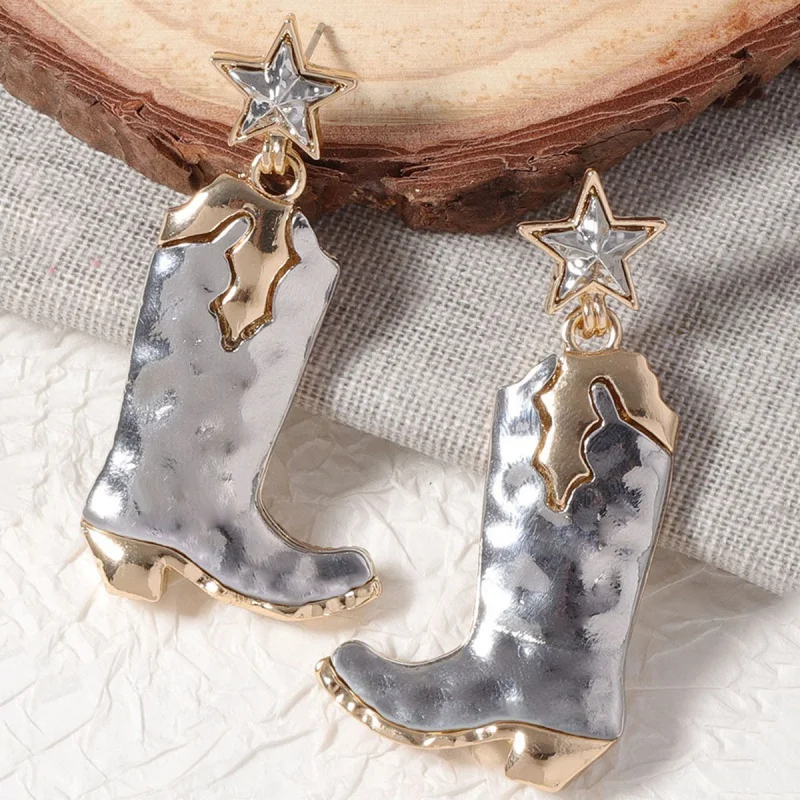 Hot Selling New Personalized Trendy Retro Imitation Pearl Five-Star Combat Boots Necklace Earrings Versatile Temperament Jewelry