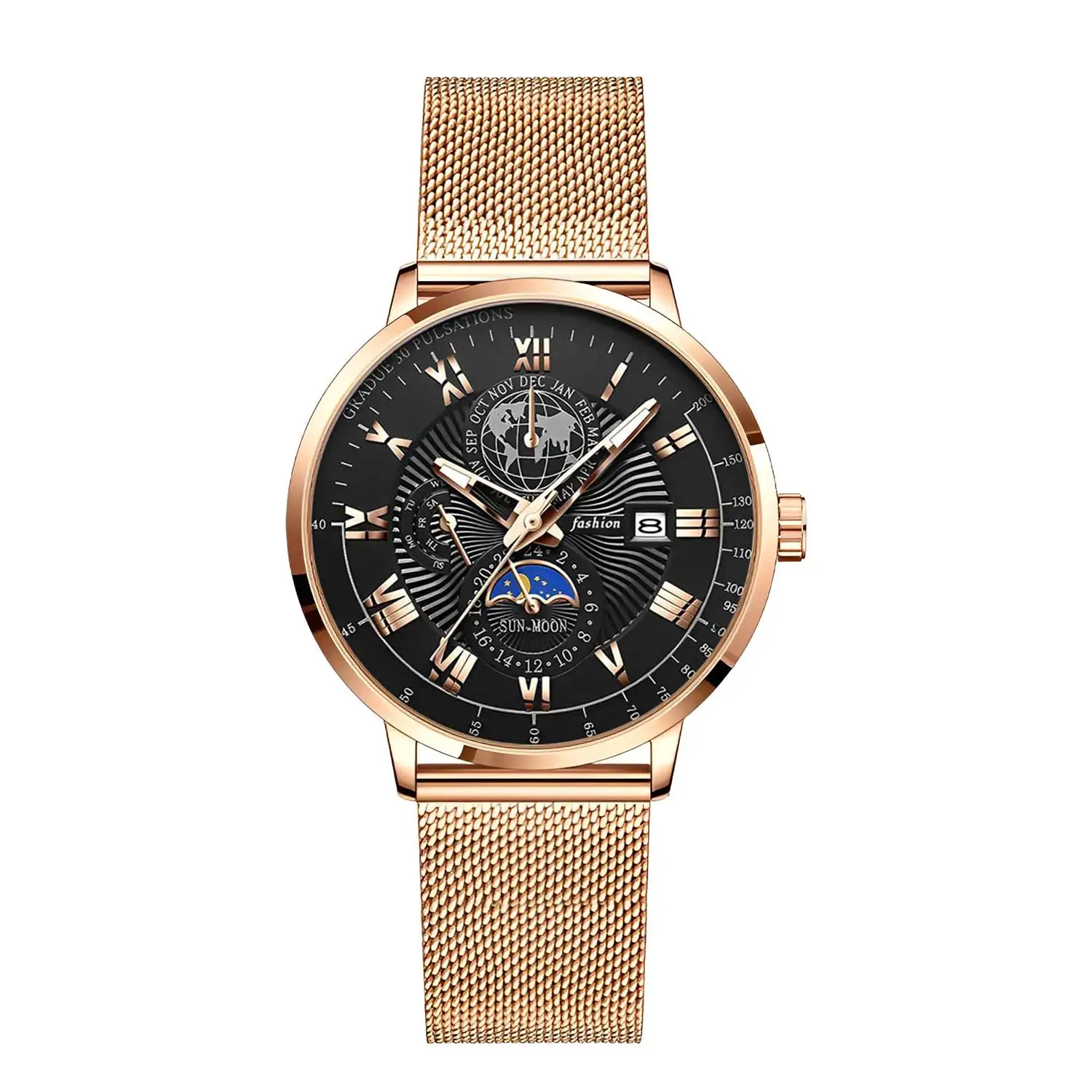 Men’s Watches Top Brand Big Sport Watch Luxury Men Military Steel Golden mesh belt Quartz Wrist Watches Gold Design Male Clock