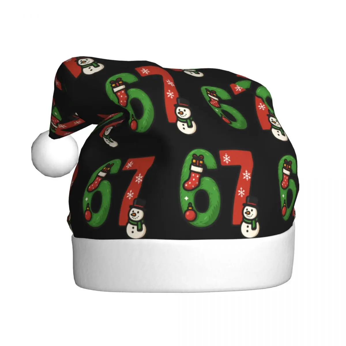 Christmas Number 67 Xmas Lights Santa Christmas Hat for Adult Men Women Six Seven Santa Hat Cap Xmas Gifts