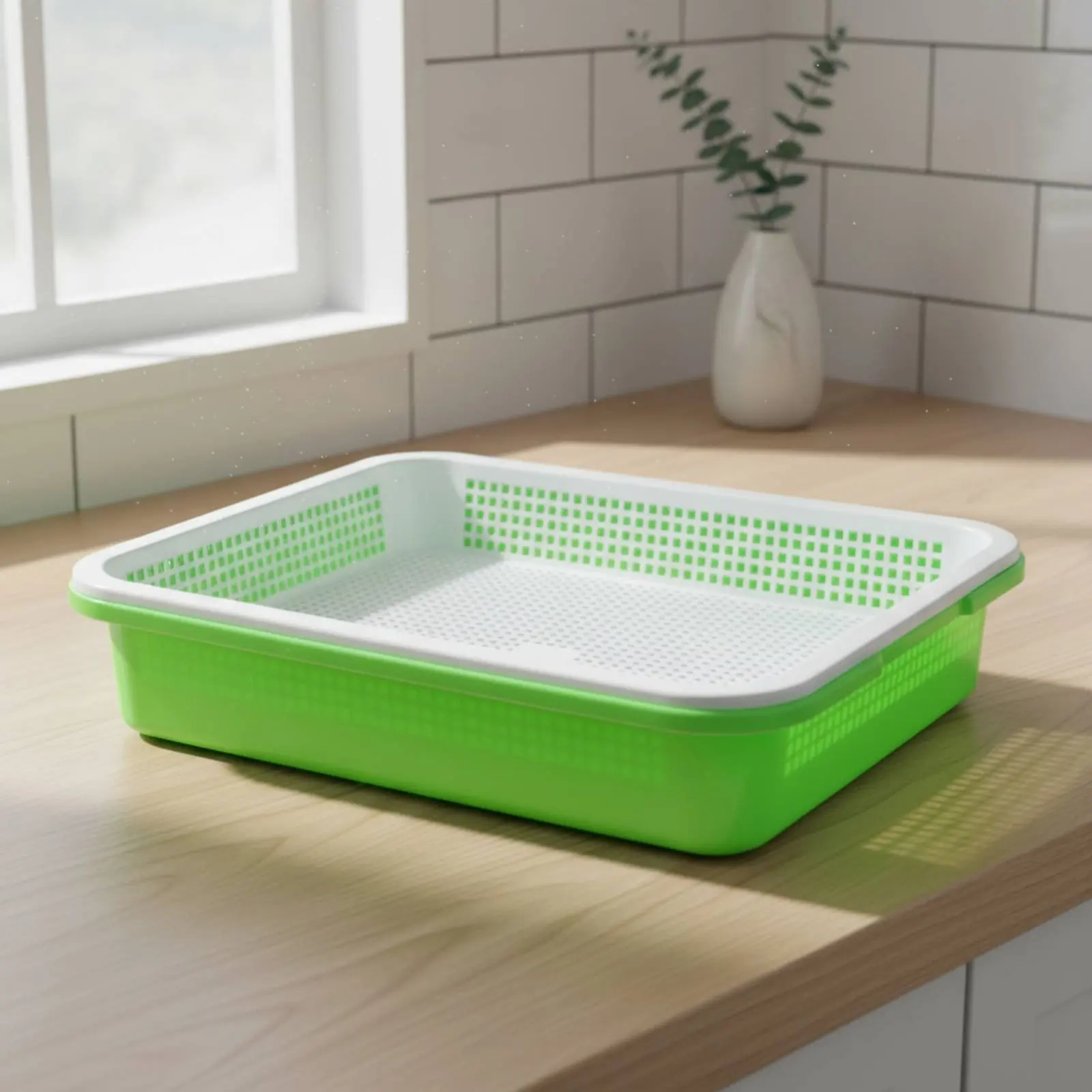 Bean Sprout Grower Easy to Clean Seed Germinator Tray Seed Sprouting Kit Includes Lid Soil-without Additives Germination