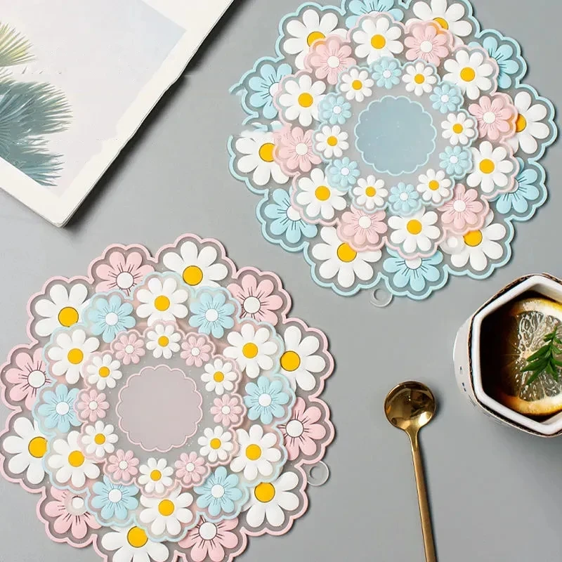 Cute Daisy Blossom Table Mat Anti-skid Cup pads Tea Cup Milk Mug Coffee Cup CoasterHeat Insulation  Kitchen Accessories Placemat