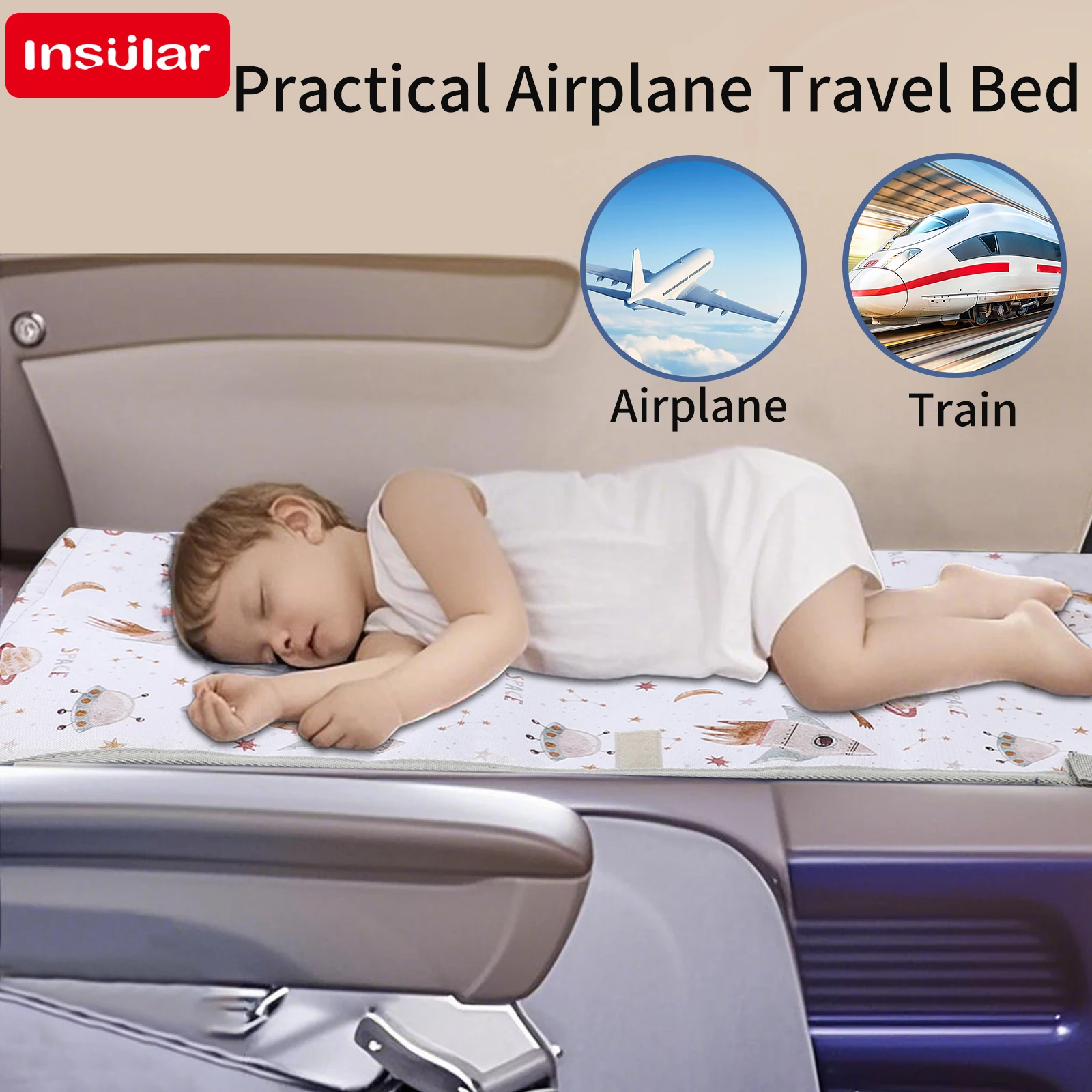 INSULAR Kids Seat Support Extender Waterproof Children Airplane Extension Pad Child Hammock Travel Bed Cartoon Multi-functional