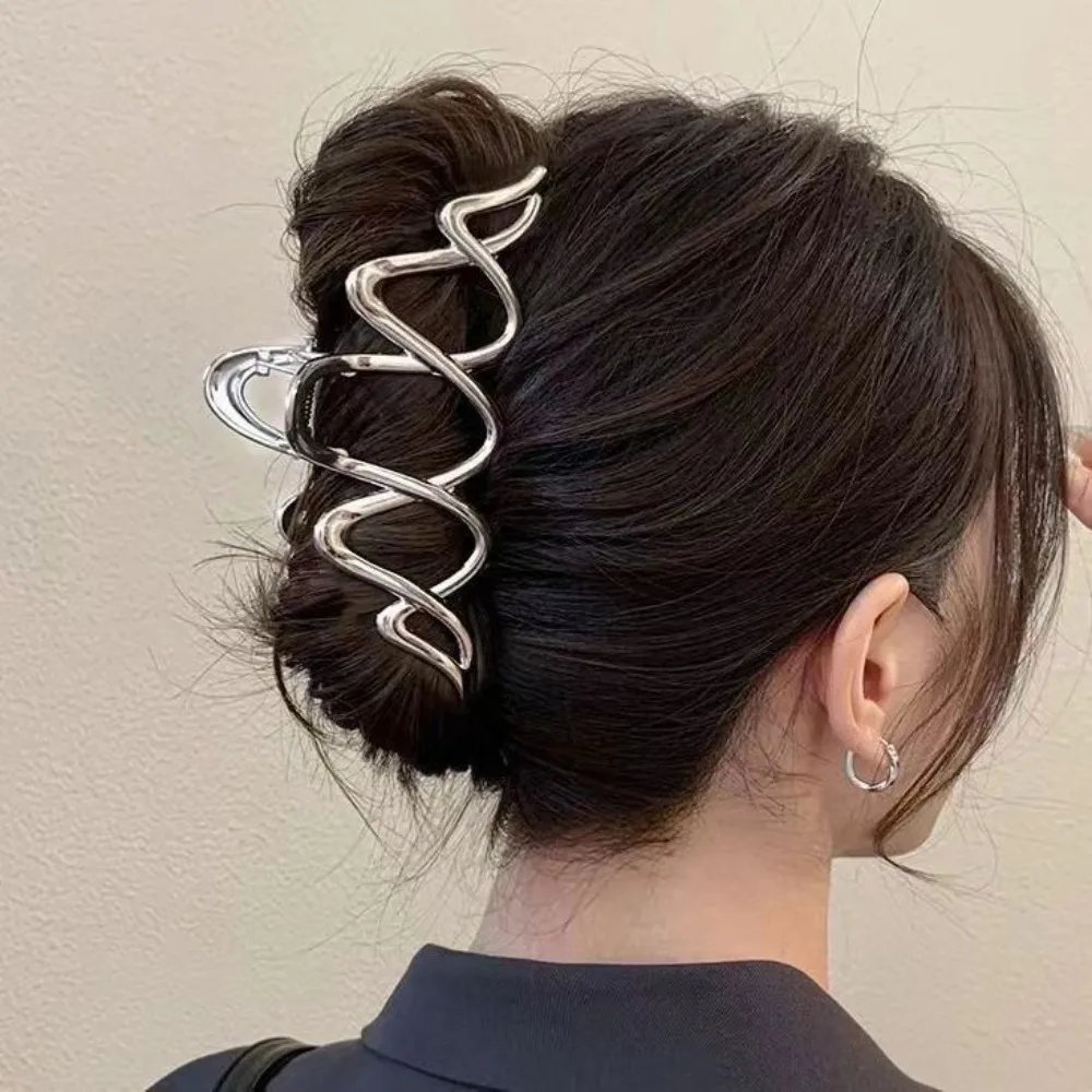 1 Stück modische, minimalistische, metallische Wellen-Haarklammer, geometrische Designs, perfekt, mühelos, schick, Alltagsstile, moderne Haar-Accessoires – Detail 2