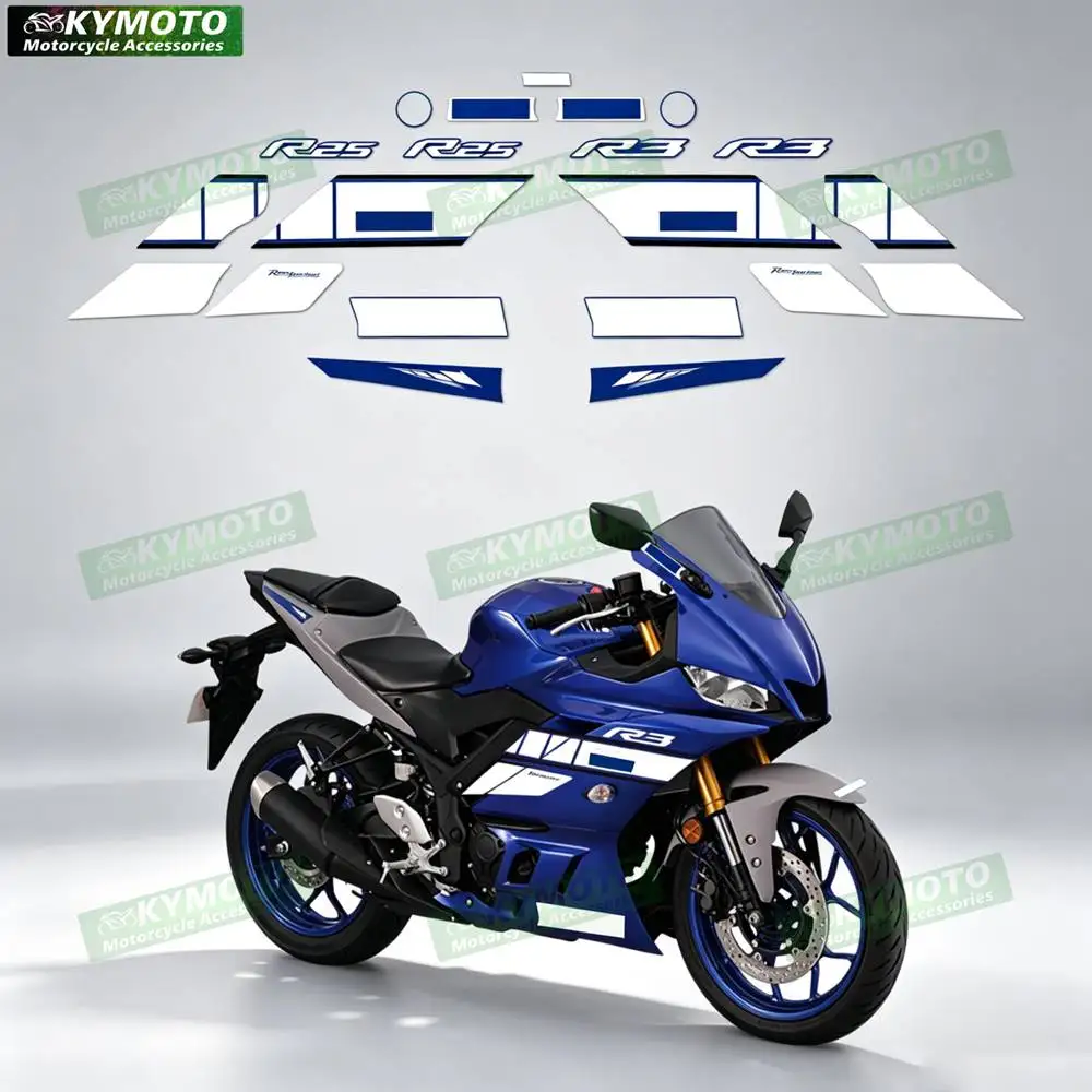For YZF R25 R3-19 R3 2019 2020 2021 2022 2023 Reflective Motorcycle Decals Fairings Waterproof Decal Set for the Entire Vehicle
