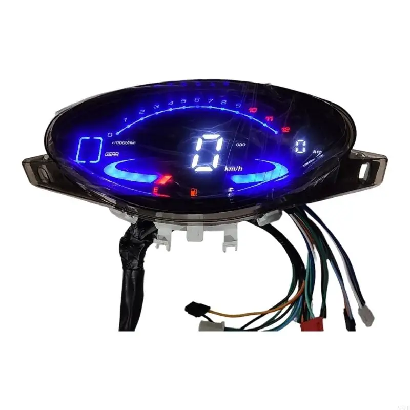 M76E Motorrad-Armaturenbrett-Ersatzgruppe mit LED-Digitalanzeigen, Kontrollleuchtenabschnitten, Kabelbaum und getönt – Detail 5