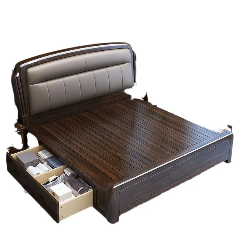 Purple gold sandalwood Chinese solid wood bed, household all solid wood bed