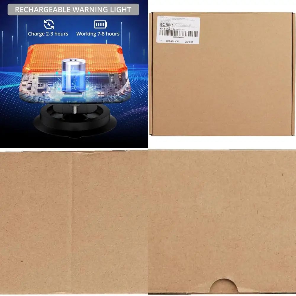 

Dual LED Magnetic Amber Strobe Lights - 12 LED Rechargeable, 18 Flash Modes for Vehicles & Equipment