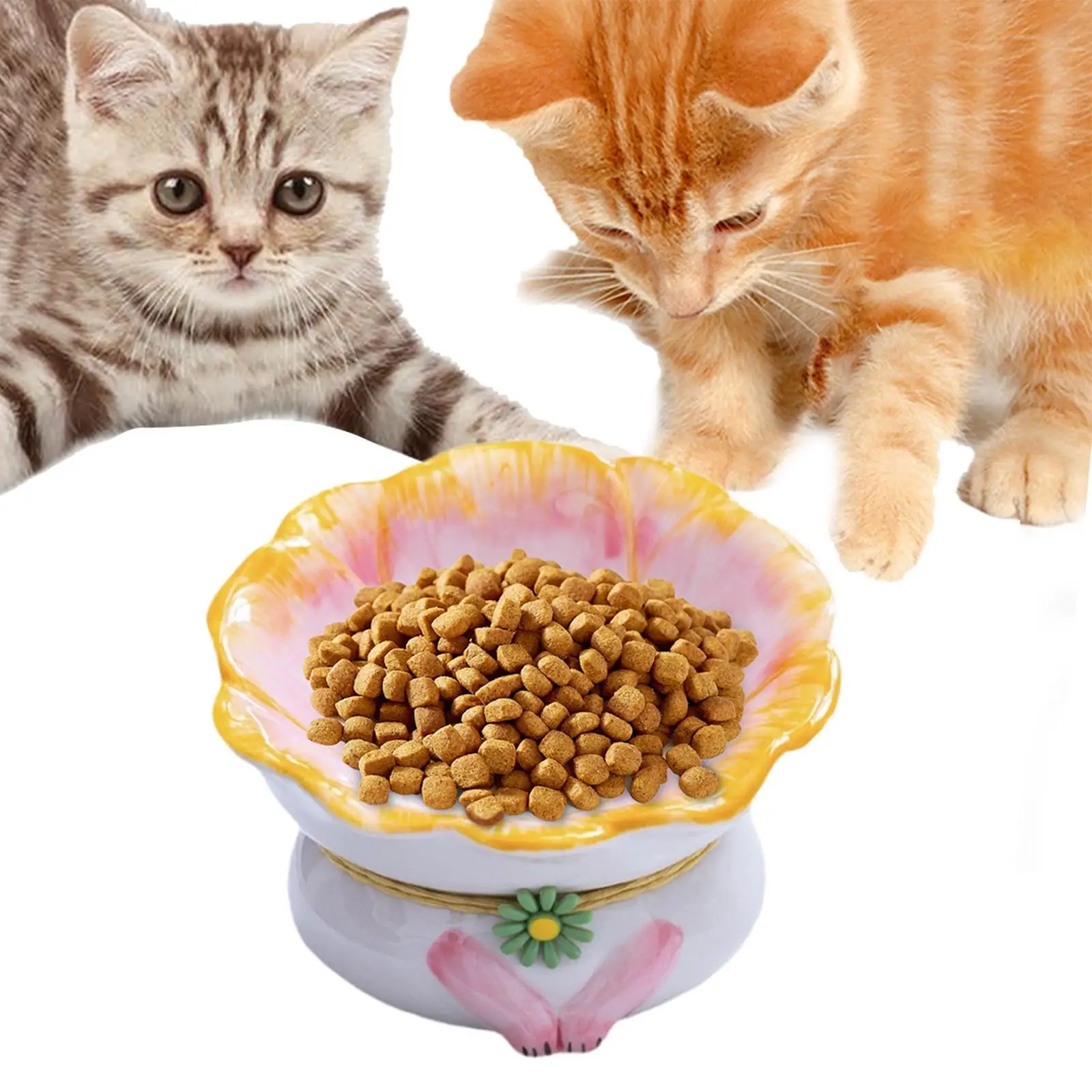 

Керамическая миска для кошек: контейнер для лакомств, защита шеи питомца, приподнятая, для уменьшения рвоты, для маленьких, средних и крупных кошек, щенков, домашних кошек