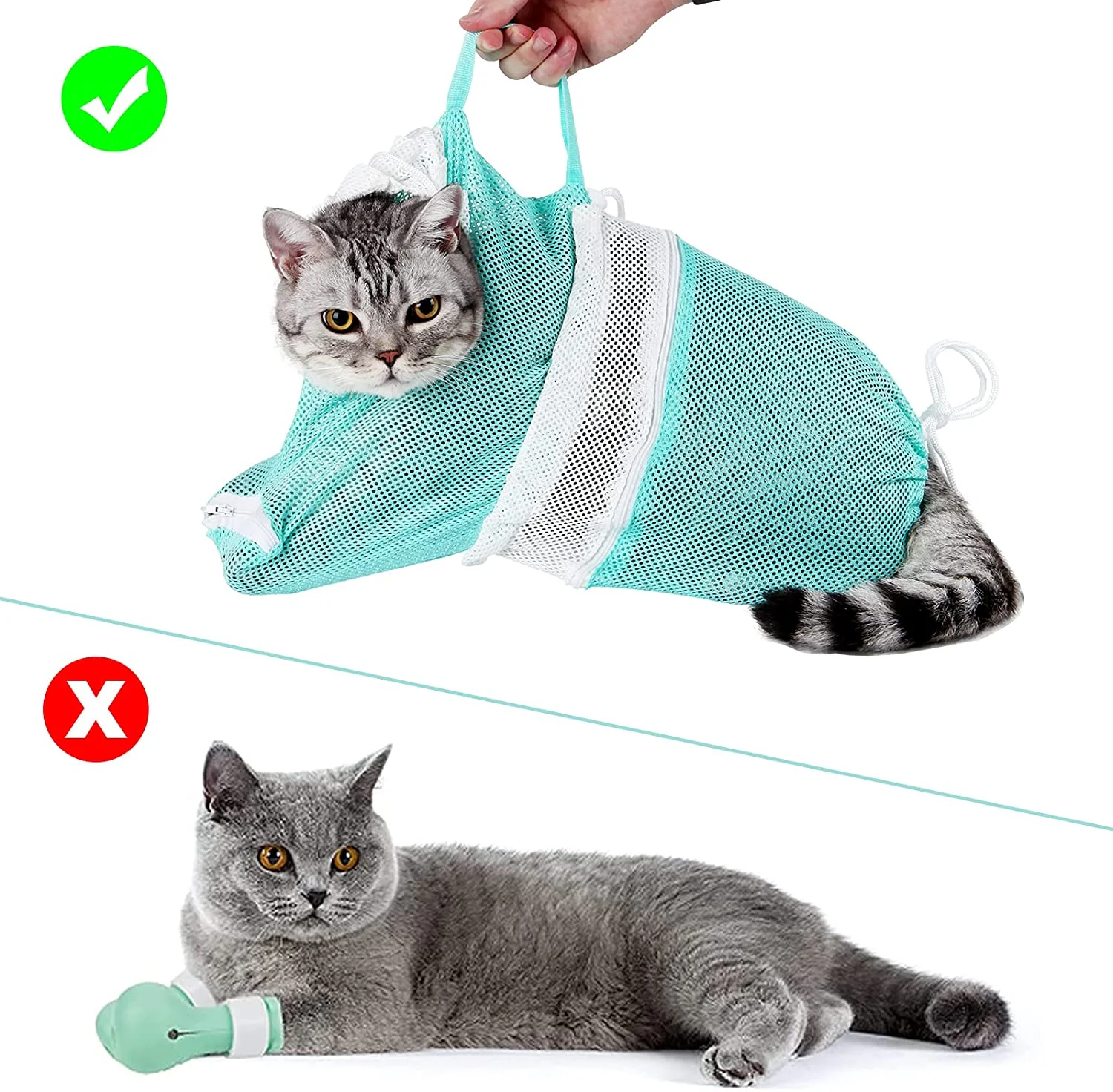4. Generation Katzenpflege-Tasche: Anti-Kratz-Badetasche für Katzen zum Duschen, Nagelschneiden und Injektionen – Atmungsaktives Netz zur Katzenwaschung und Fixierung – Detail 10