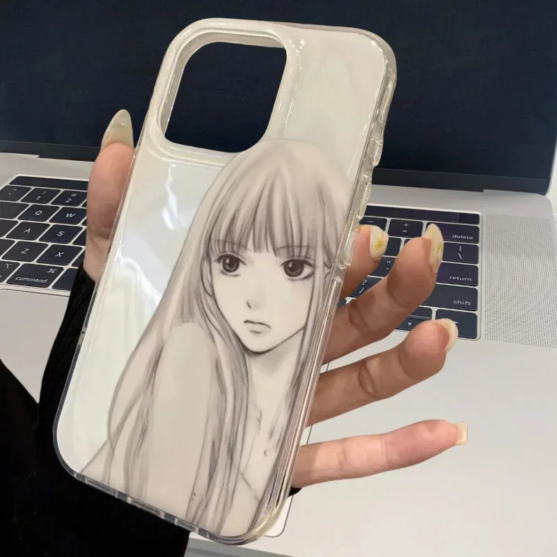 

| Sketching Line Girl | Cartoon Anime | Best Friend Gift | For iPhone 11 12 13 14 15 16 17 Pro Max