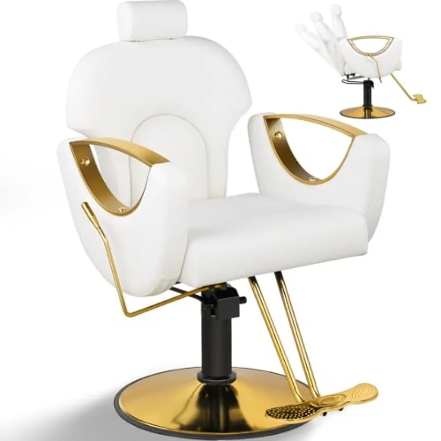 

Salon Chair for Hair Stylist, Reclining Hair Salon Chair for Home, Barber Styling Chairs with Heavy Duty Hydraulic Pump, 360 °