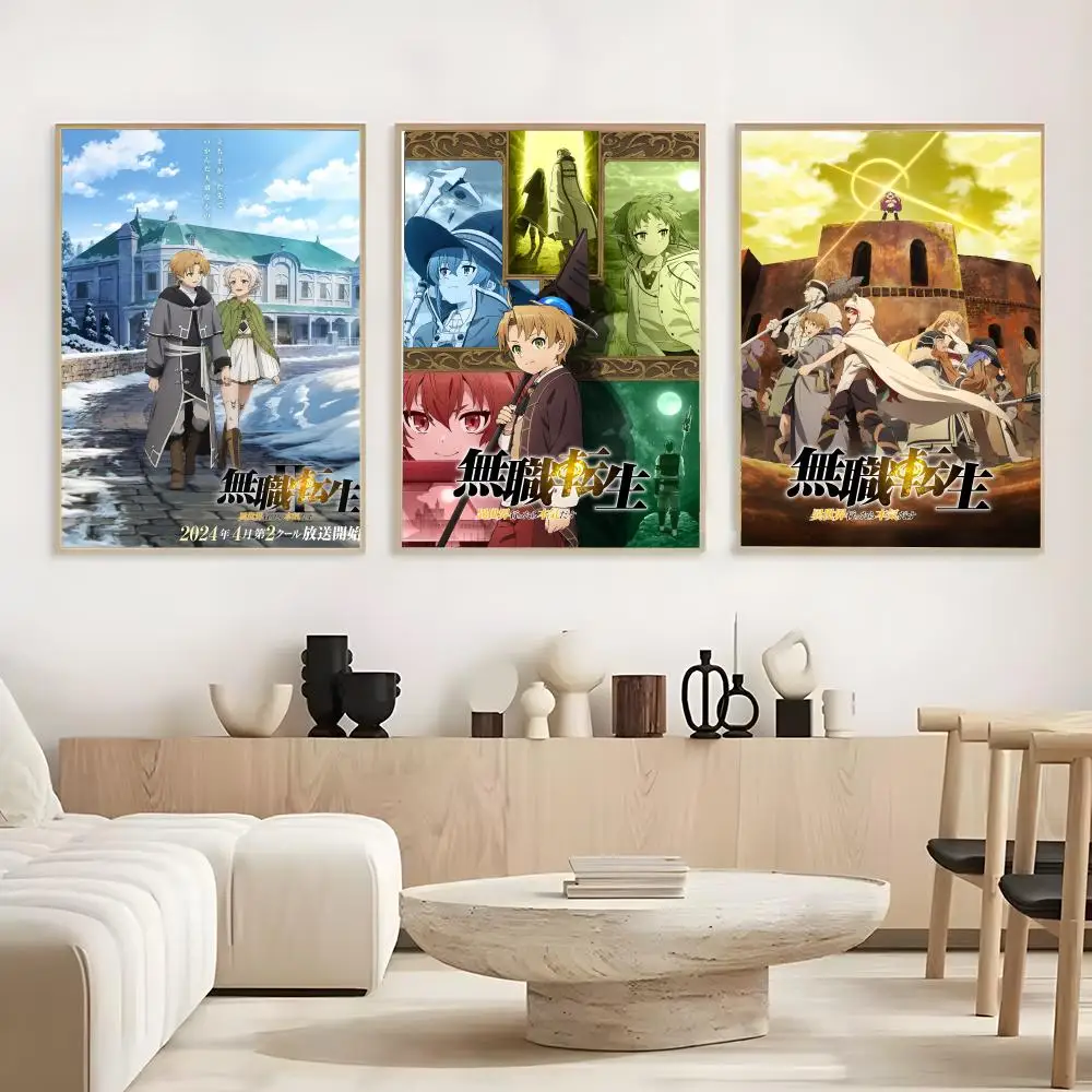 Mushoku Tensei Jobless Reincarnation Poster Frameless Poster Self-adhesive Art Waterproof Paper Sticker Coffee House Bar Room Wa