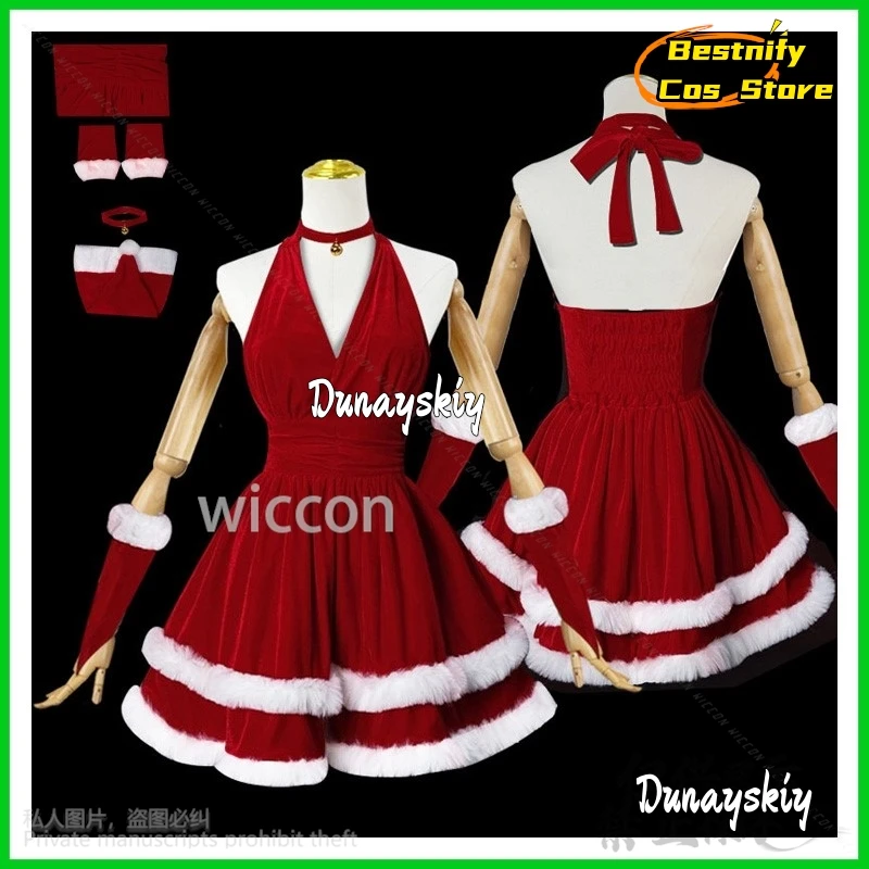 Vestido de Navidad Lolita, falda roja, disfraz de Anime, uniforme para club nocturno, traje de Carnaval de Año Nuevo para Halloween, mujer y niña personalizado