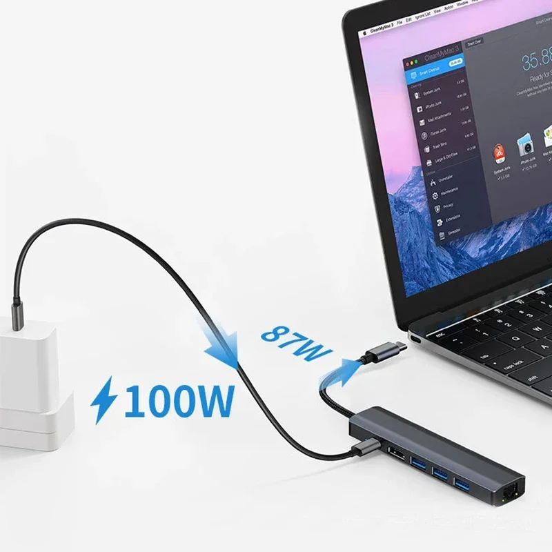 6-In-1 Type-C Docking Station Suitable For  Mac Laptop USB C Hub Docking Station