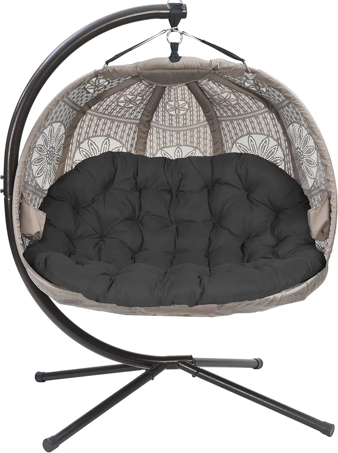 FlowerHouse Pumpkin Loveseat in Black/Sand Cover