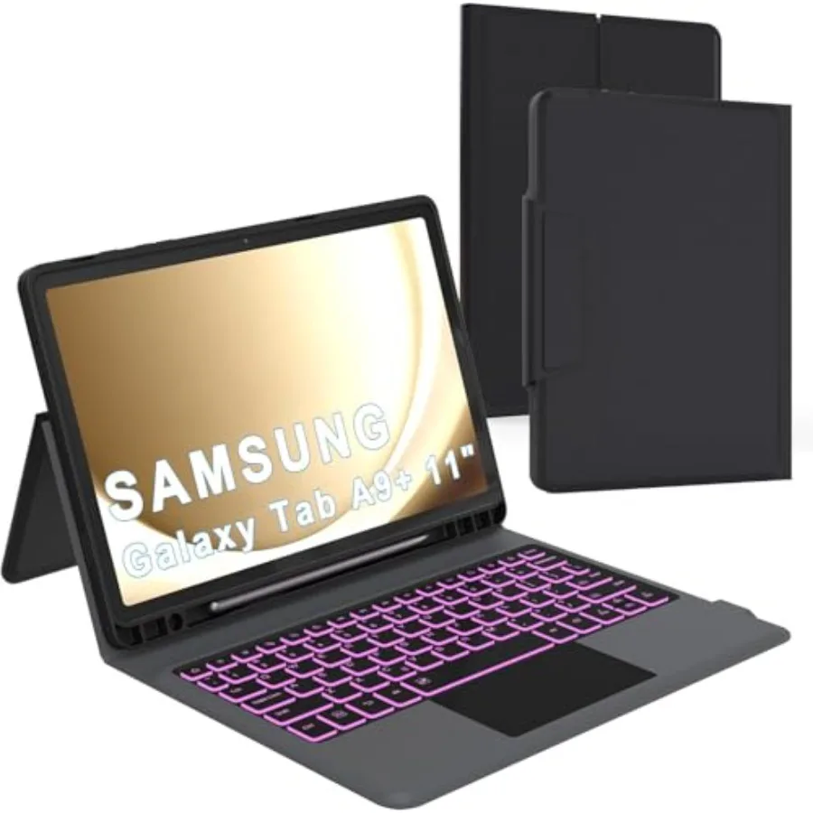 

Keyboard Case for Samsung Tab A11+ Plus/A9+ Plus 11: 7 Colors Backlit Trackpad Keyboard for 11inch Galaxy Tab A9+ A11 Plus Smar