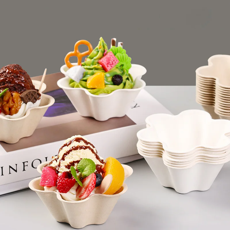 

50pcs Snow Cone Paper Cups Disposable Cups for Snack Ice Cream Food Desserts Party Drinking Wedding Picnic Supplies