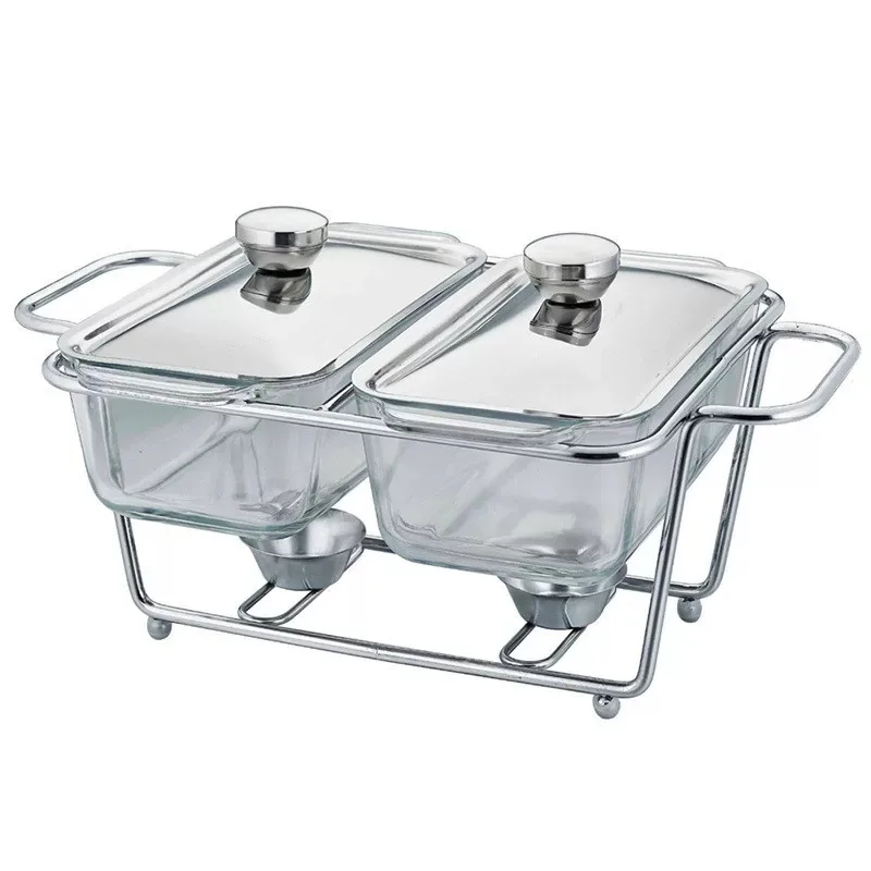 Rectangular Buffet Stove Single/Double/Triple-Compartment Food Warmer Container Hot Pot Stove