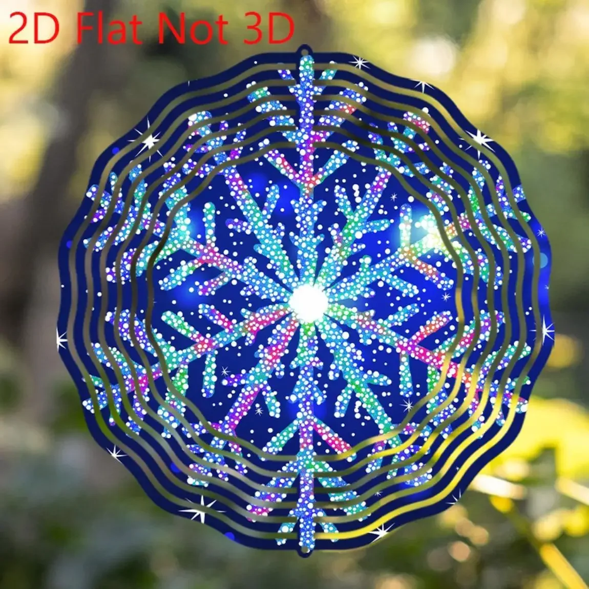 CIFBUY Metall-Windspiel 3D Schneeflocke Glitzer Hängeornament für Innen- und Außenbereich, Hof, Garten, Terrasse, Bunte Dekoration