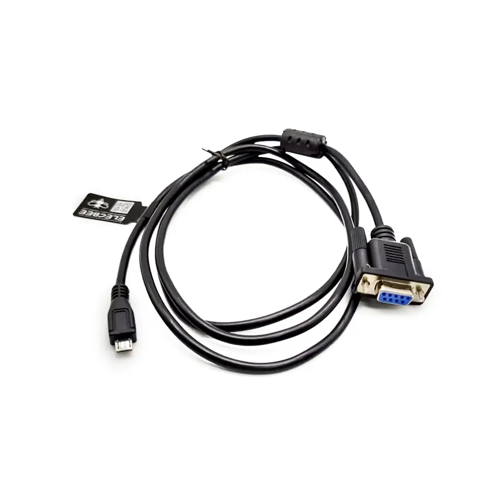 Micro-USB Male to D-Sub 9 Pin Female Straight Connector Serial Adapter Cable 1.5M - Plug & Play for Stable Data Transmission