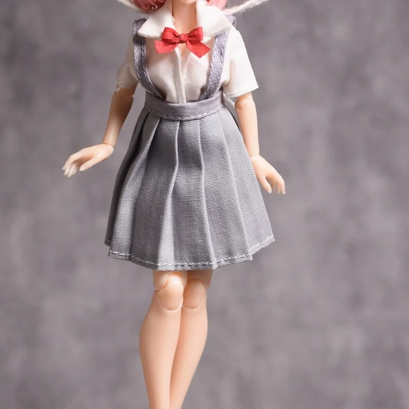 

1/12 Scale Beauty Soldier Shirt with Bow Tie Skirt Preppy Style Clothes Model for 6'' Action Figures Body Dolls Accessory Decor