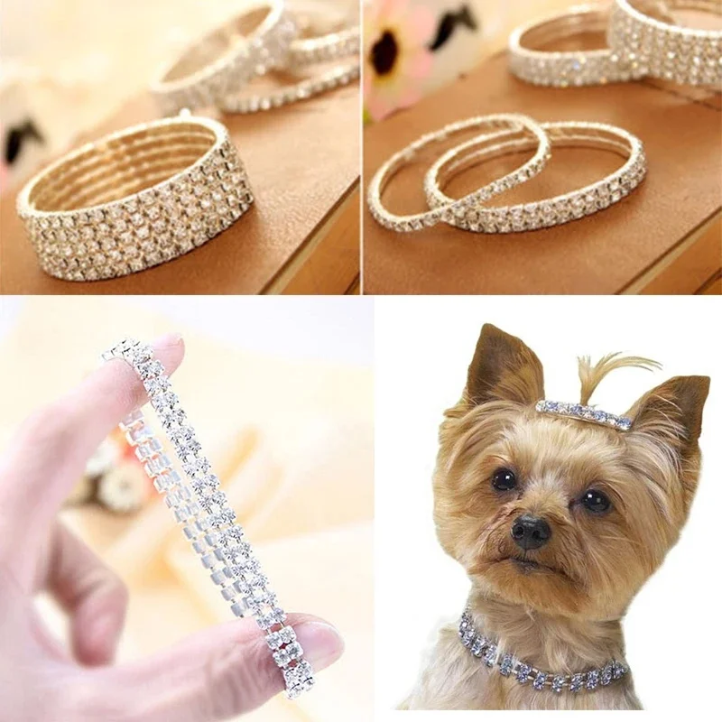 Luxury Pet Necklace Cat Dog Collar with Diamond Zircon Wedding Jewelry Metal Copper Puppy Collars Dog Supplies