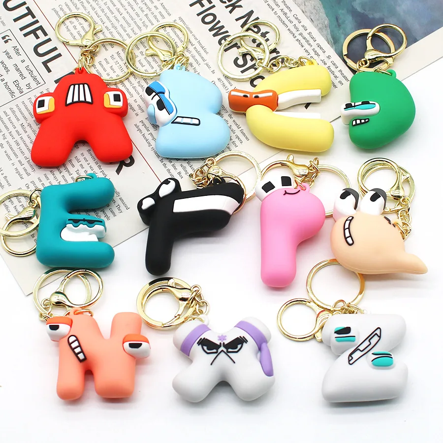 2023 Alphabet Lore 26 English Letter Keychain For Women Men Cute Cartoon A B C Alphabet Animal Ornament BagPendant Key Chain