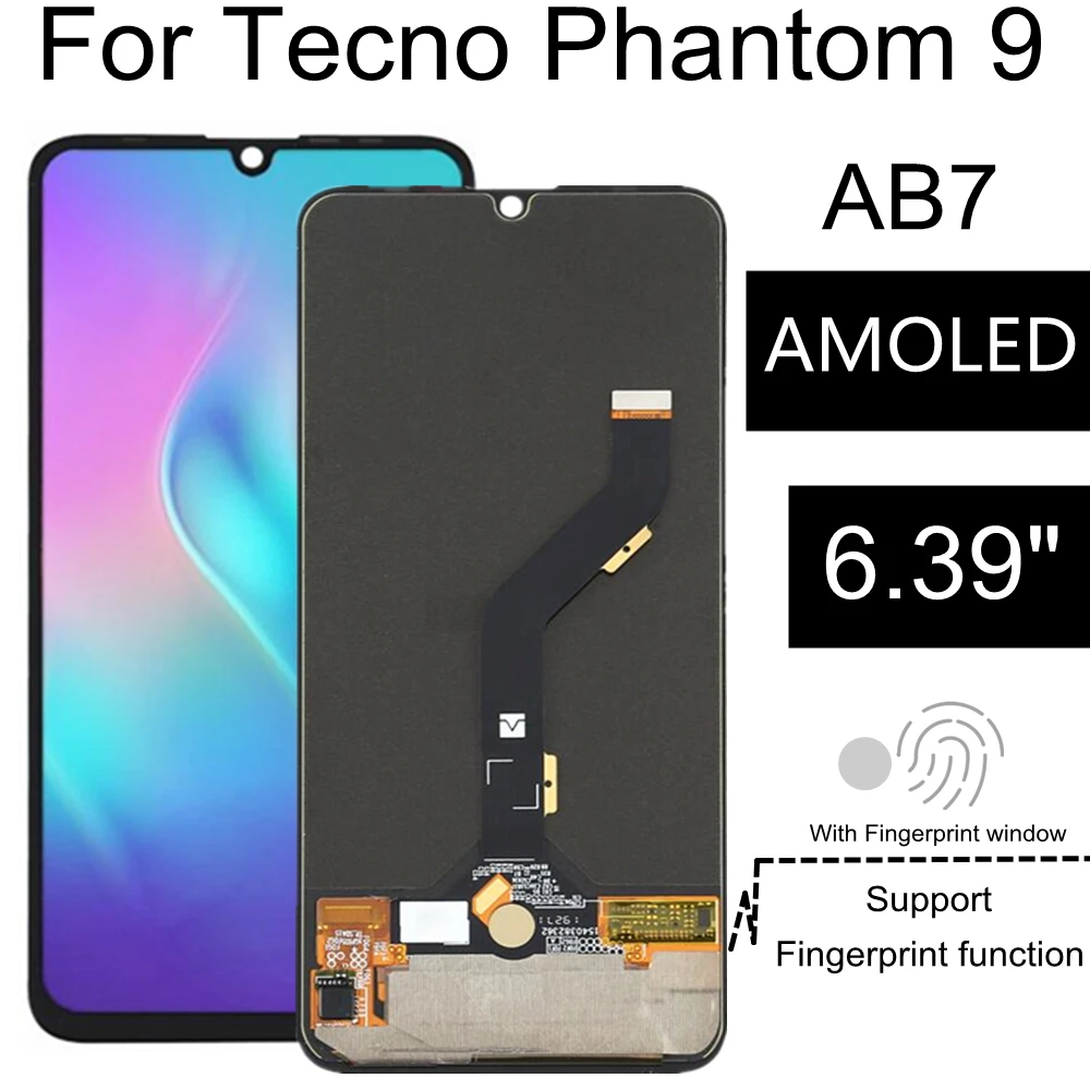 

6.39 AMOLED For Tecno Phantom 9 AB7 LCD Display Touch Screen Digitizer Assembly Replacement