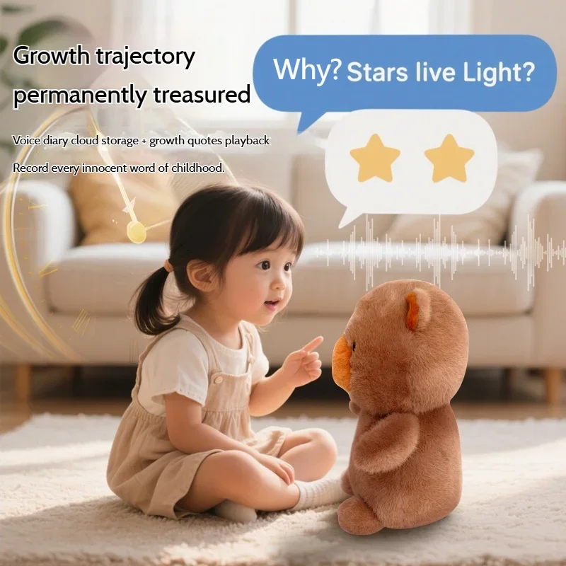 Interactief AI-sprekende knuffeldier - Slim knuffel met conversatiefuncties van de encyclopedie, rustgevende metgezel