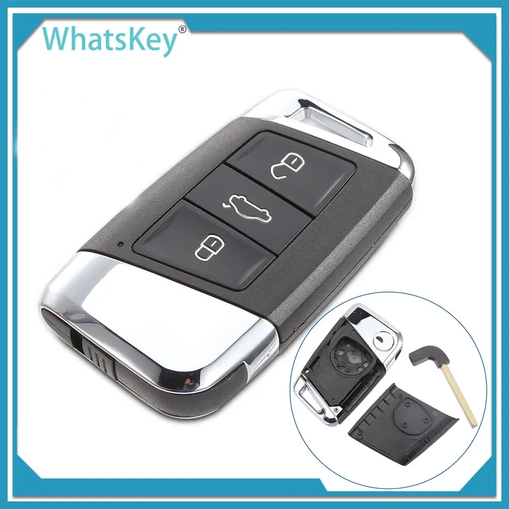 WhatsKey 3 Button Keyless Smart Remote Car Key Shell fob Case For Volkswagen Passat B8 VW Magotan B8 Skoda A7 Variant 2016-2019