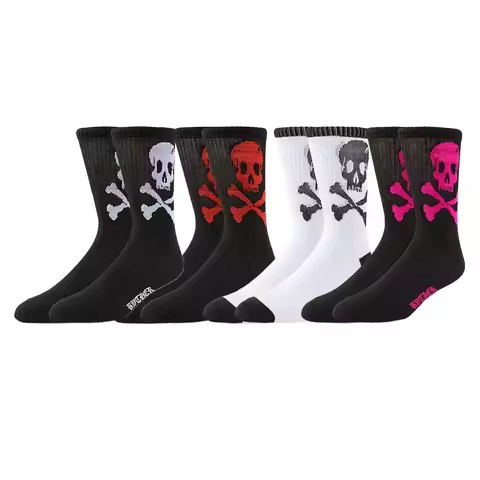 2Pairs Novelty Funny Skull Tube Socks for Men Women Unisex Street Skateboard Style