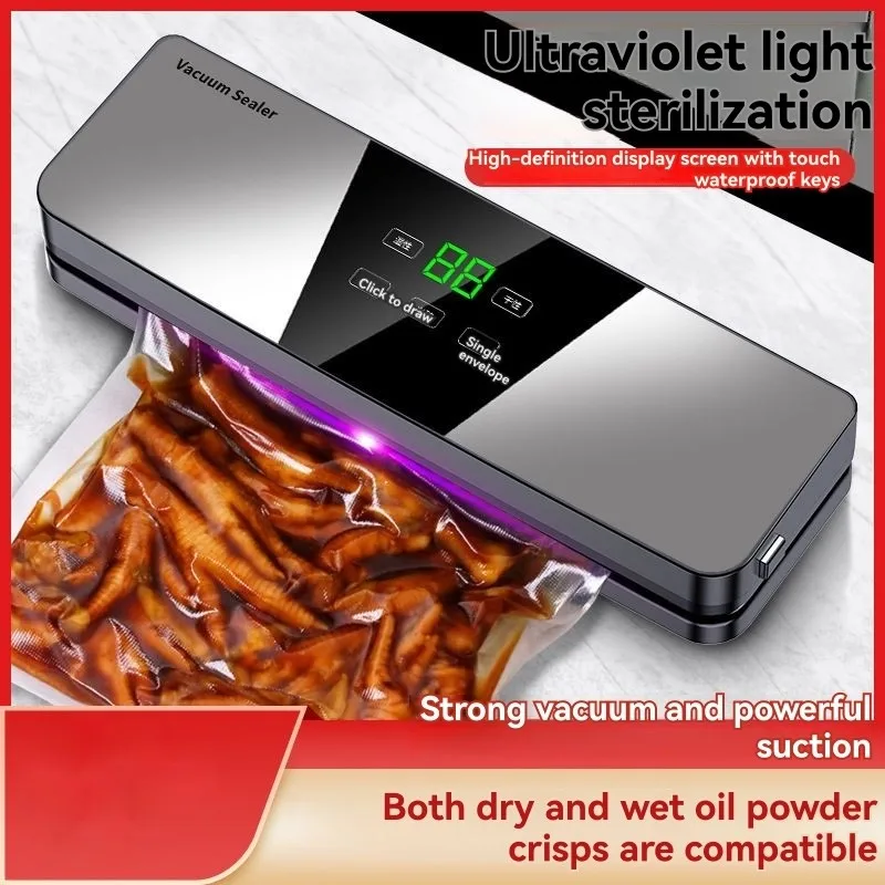 Máquina seladora a vácuo automática ABWM 120W - Sistema multifuncional de preservação de alimentos, plugue americano 110V-220V