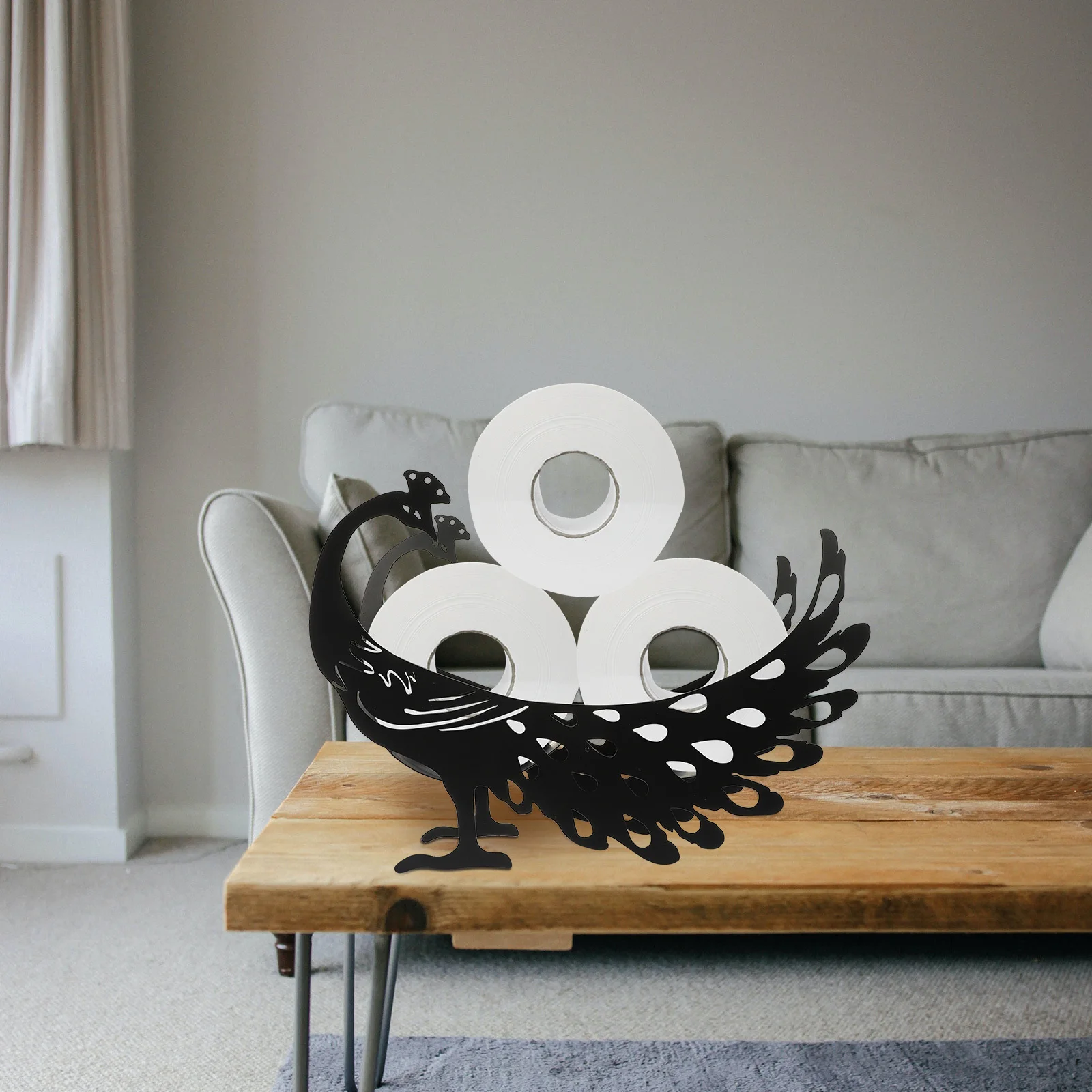 الطاووس ورقة لفة حامل معدن الحديد الأنسجة حامل مستقرة الحيوان شكل ورق التواليت تخزين الرف الحمام المطبخ الديكور #5