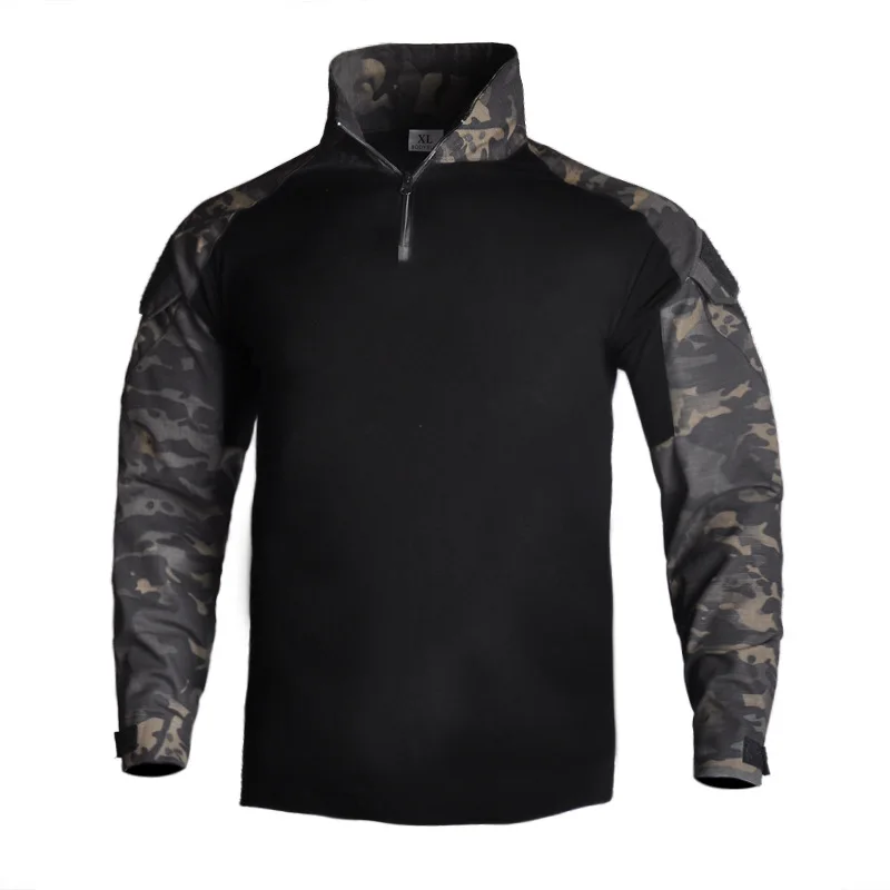 Tactical Half Zipper Long Sleeve T Shirts Mens Outdoor Commuting Training Hiking Fishing Elasticity Slim Long T-shirts Male Tops image 2
