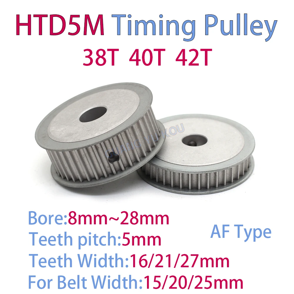 HTD 5M Synchronous Timing Pulley 38 Teeth 40 Teeth 42 Teeth Bore 8-30mm for 15/20/25mm Belt HTD5M 38T 40T 42T Drive Wheel