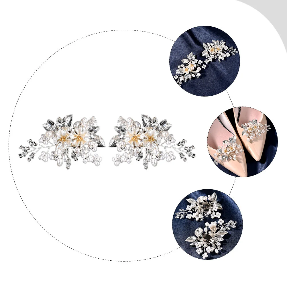 Shoe Clip Bridal Buckles Pearl Women's Sandals Accessories Flower Zinc Alloy Detachable Bride Wedding Decor