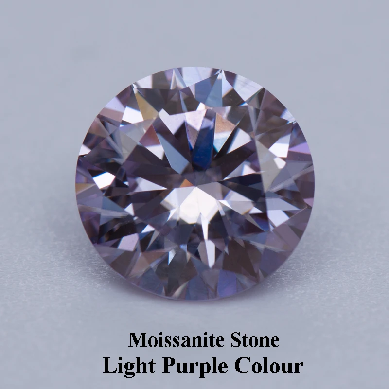 

Moissanite Loose Stone Round Cut Gemstone Light Purple Colour Lab Created Diamond Jewelry Making Materials with GRA Certificate