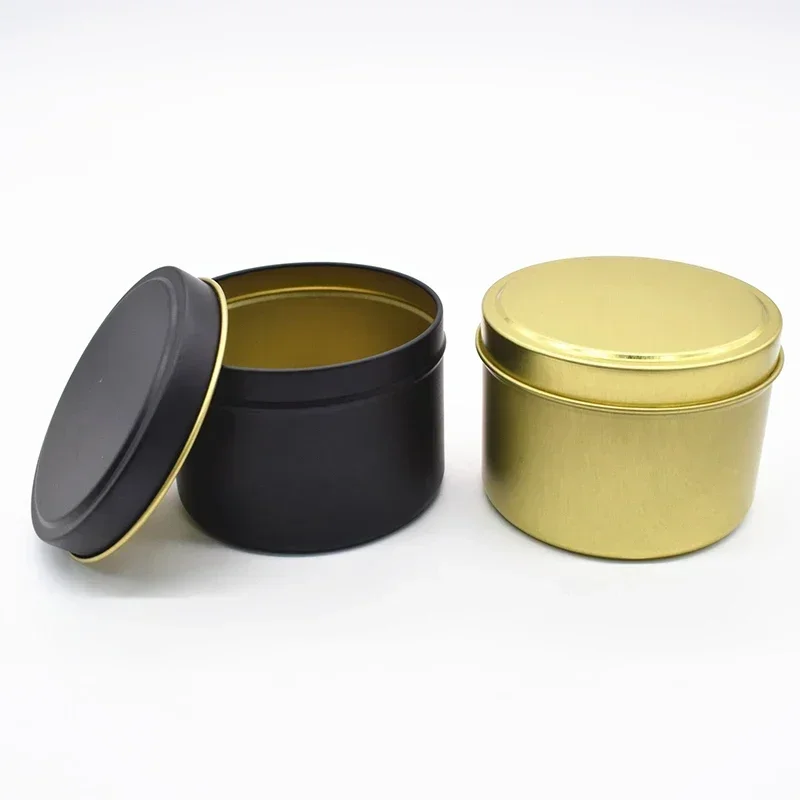 16Pcs 8oz Black Candle Tin Jars With Lid Round Metal Tin Box DIY Making Candle Candy Cake Gift Box Face Cream Cosmetic Container