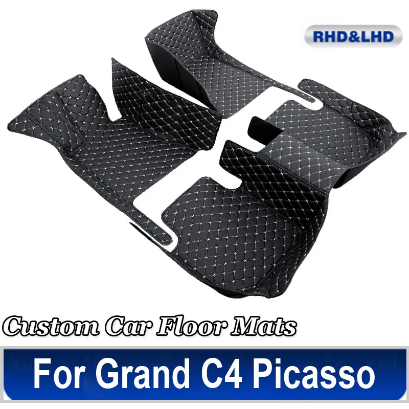 Car Mats For Citroen Grand C4 Picasso SpaceTourer 7seat 2014~2020 Non-slip leather Mat Rugs Pad Interior Parts Car Accessories