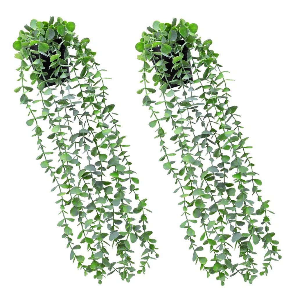 

2pcs Hanging Potted Plant Combo Lifelike Fake Rattans Wall Garden Fence Decor Indoor Outdoor Simulation Greenery Party
