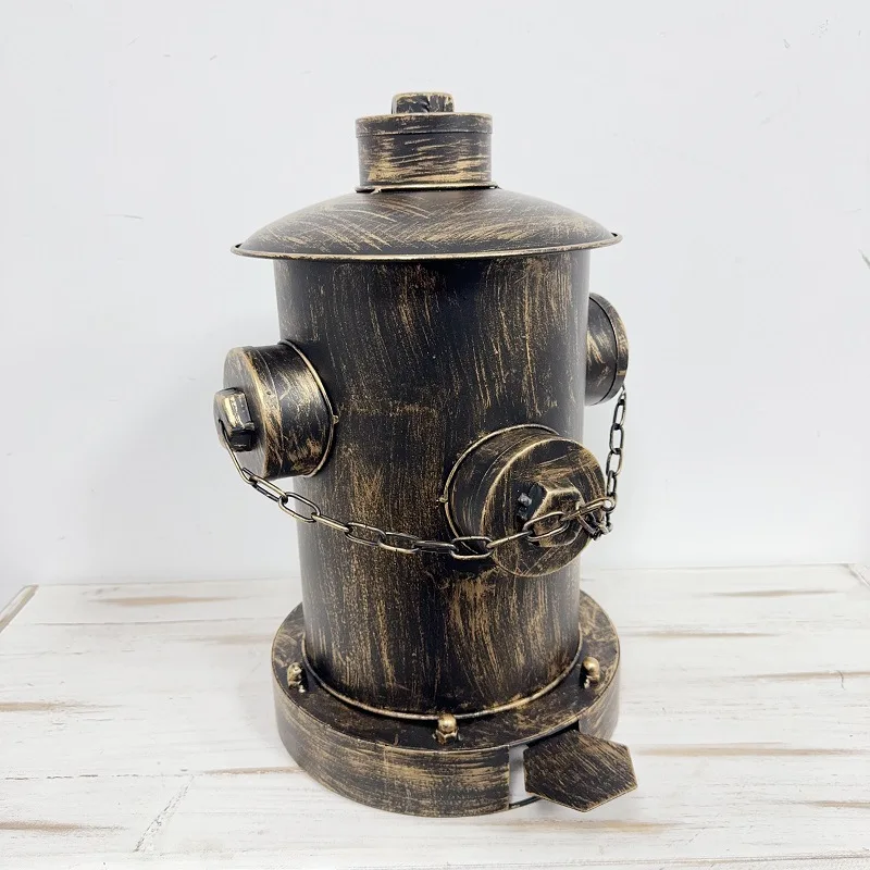 

Creative Pedal-Operated Trash Can with Lid Retro Iron Fire Hydrant Design Trash Can Durable Metal Garbage Bin Storage Bin