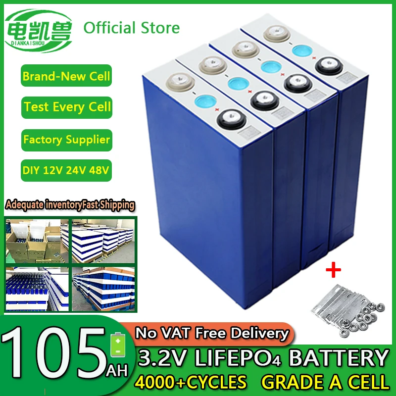 

3,2 В Lifepo4 105AH 310Ah 280Ah 200AH аккумулятор DIY 12V 24V 48V литий-железо-фосфатная ячейка перезаряжаемая Гольф-мобиль для RV