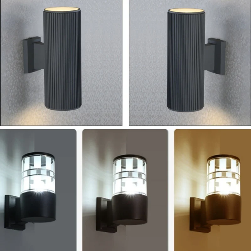 屋外防水アルミ製アップダウンウォールランプ-e27-ガーデン-廊下-中庭-バルコニー-街路-小道用ledナイトライト