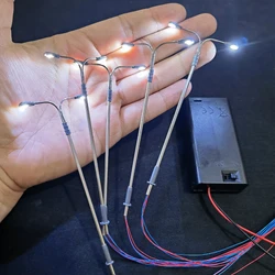 2-50 peças modelo de luz de rua 3v 1/64 ho tt z escala branco frio 2 cabeças led decoração de estrada simulada modelo trem layout ferroviário