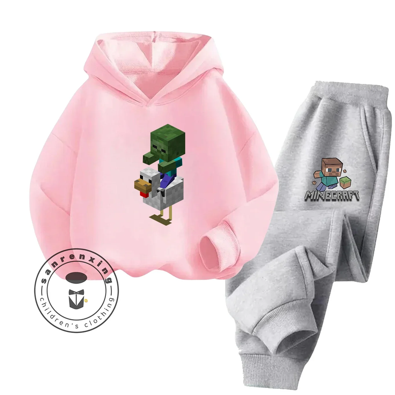 2025 Minecraft الكرتون المطبوعة هوديي مجموعة موضة جديدة للأطفال المراهقين بنين بنات عادية رائجة البيع الخريف الشتاء