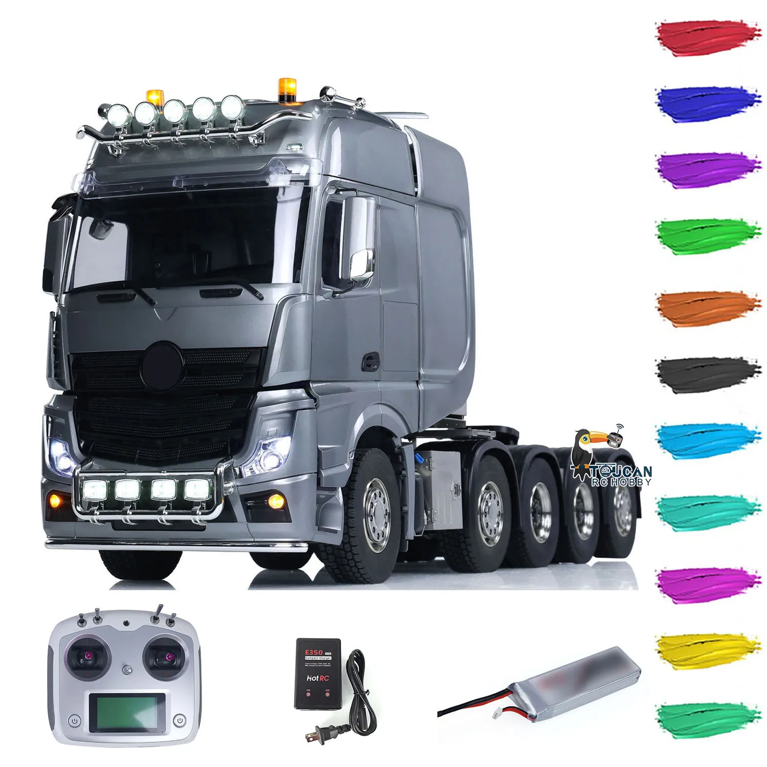 Toys 10x10 Metal Chassis 1/14 RTR Remote Control Tractor Truck 3363 Lorry Truck Sound Light Painted Finished Car Vehicle Model