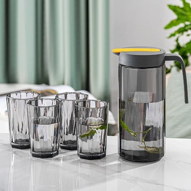 5piece Glass Cool Pitcher Drinking Water Jug Set With 4pcs Glass  Drinking Set For Coffee  Tea Pot