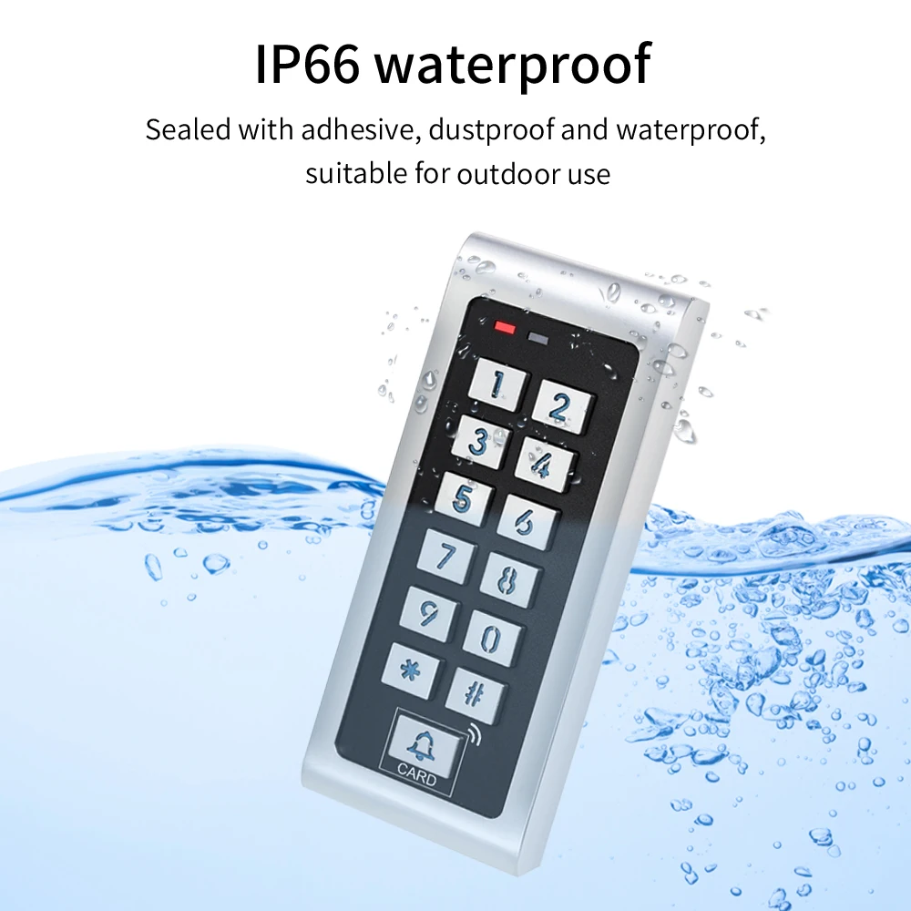 Wi-Fi付きの金属製アクセス制御キーパッド,バックライト,破壊行為防止,一時的なパスワード,10000ユーザー,リモートロック解除,RFIDカード,125KHz